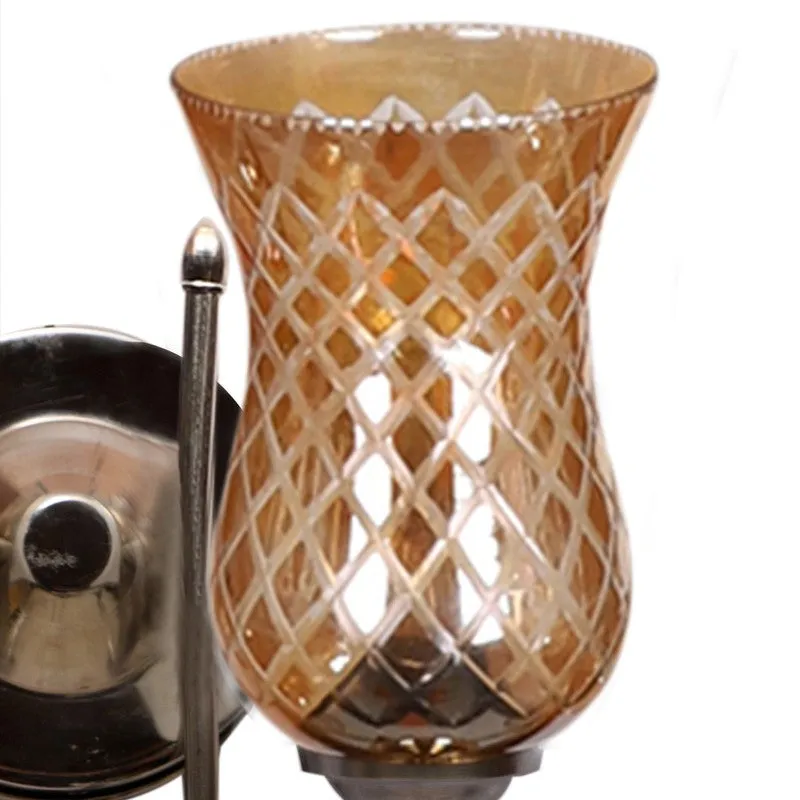 Honey Glow Decorative Steel Base Glass Wall Lamp media 10