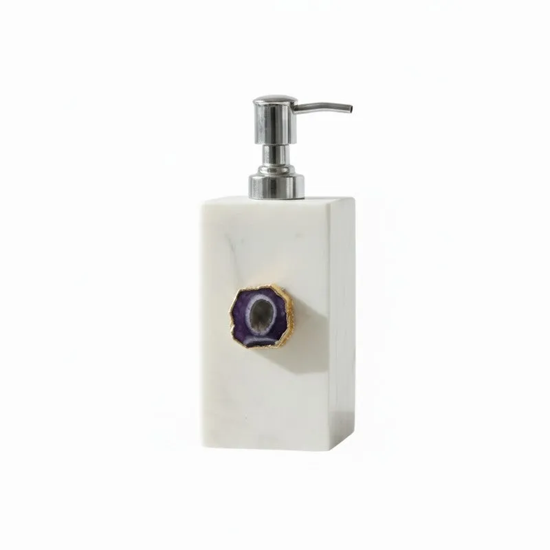 Kade Handcrafted Agate & Marble Soap Dispenser - Purple media 3