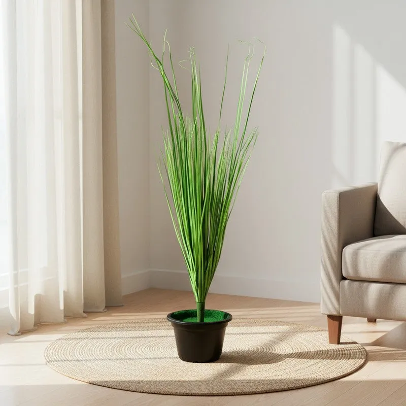 Banavine Faux Grass bunch With Black Plastic Pot - 3 Feet media 3