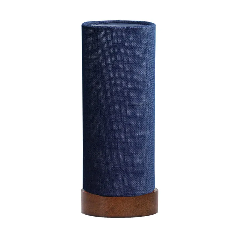 Jaala Tower Wooden Table Lamp With Jute Shade - Brown,Blue media 4