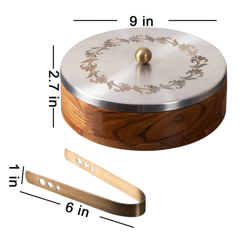 Rootra Teak Wood Round Masala Box - Three Piece Set media 9