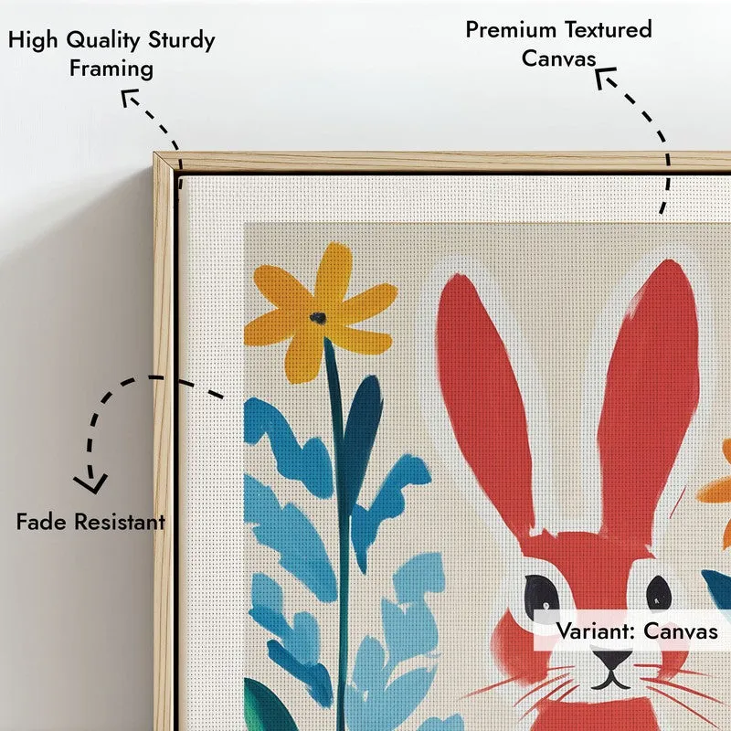 Red Rabbit Inspired by Henri Matisse Archival Canvas Wall Art - Natural Brown Frame media 6