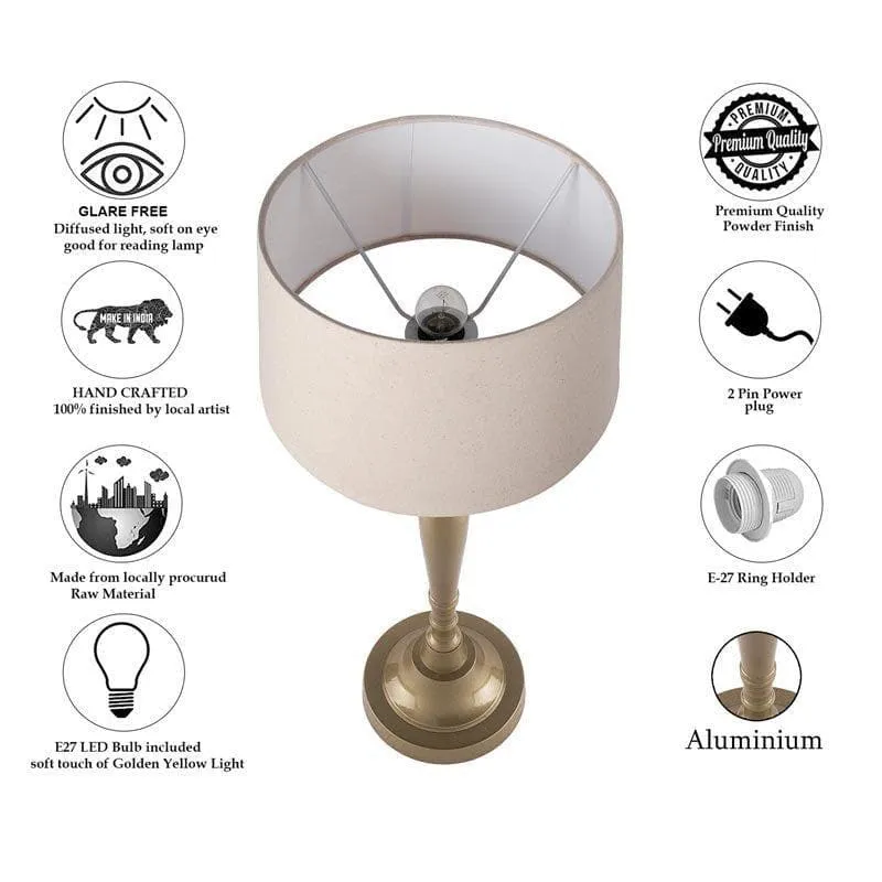 Imperial Gold Fabric Table Lamp With Drum Shade - Gold,Beige media 5