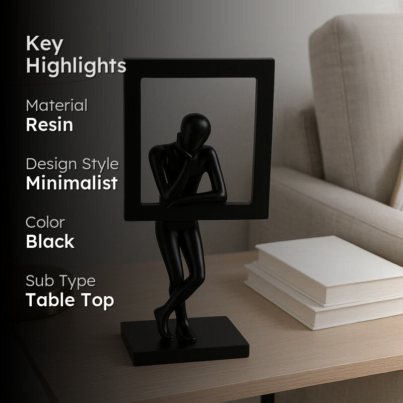 Silent Thoughts Modern Art Sculpture Showpiece -  Black media 2