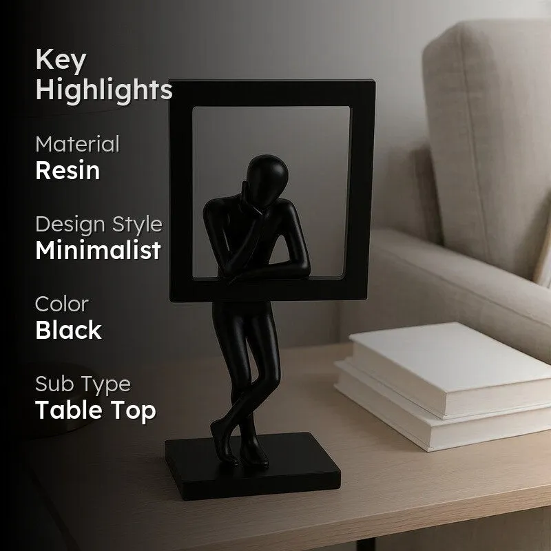 Silent Thoughts Modern Art Sculpture Showpiece -  Black media 2