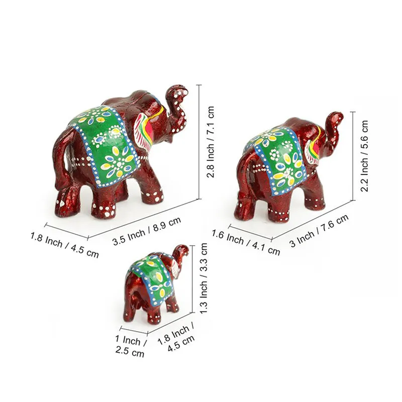 Saptamriga Tusk Handpainted Showpiece (Green) - Set Of Seven media 5