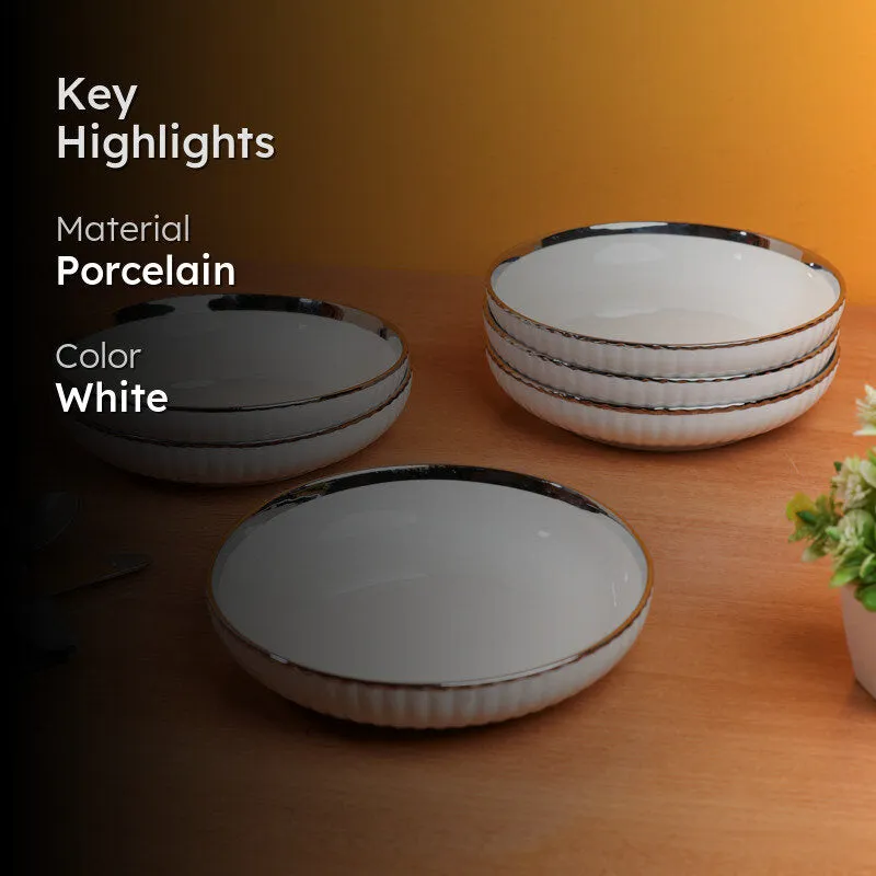 Elegant White Porcelain Quarter Plates with Silver Rim - Set Of Two media 2