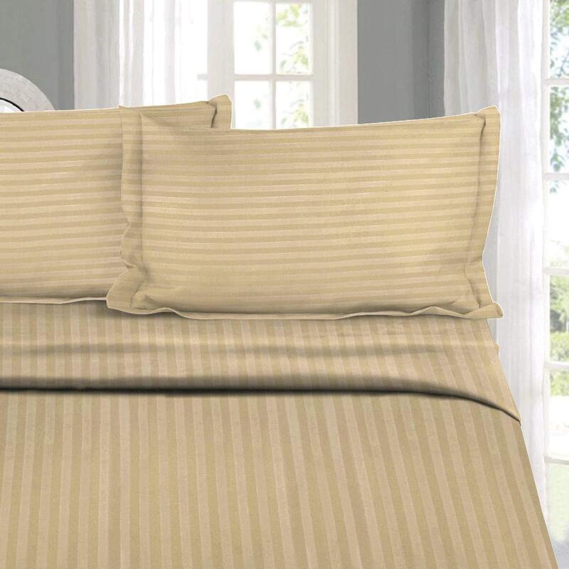 Adalyn Striped Cotton Bedsheet (Beige) - 210 TC media 4
