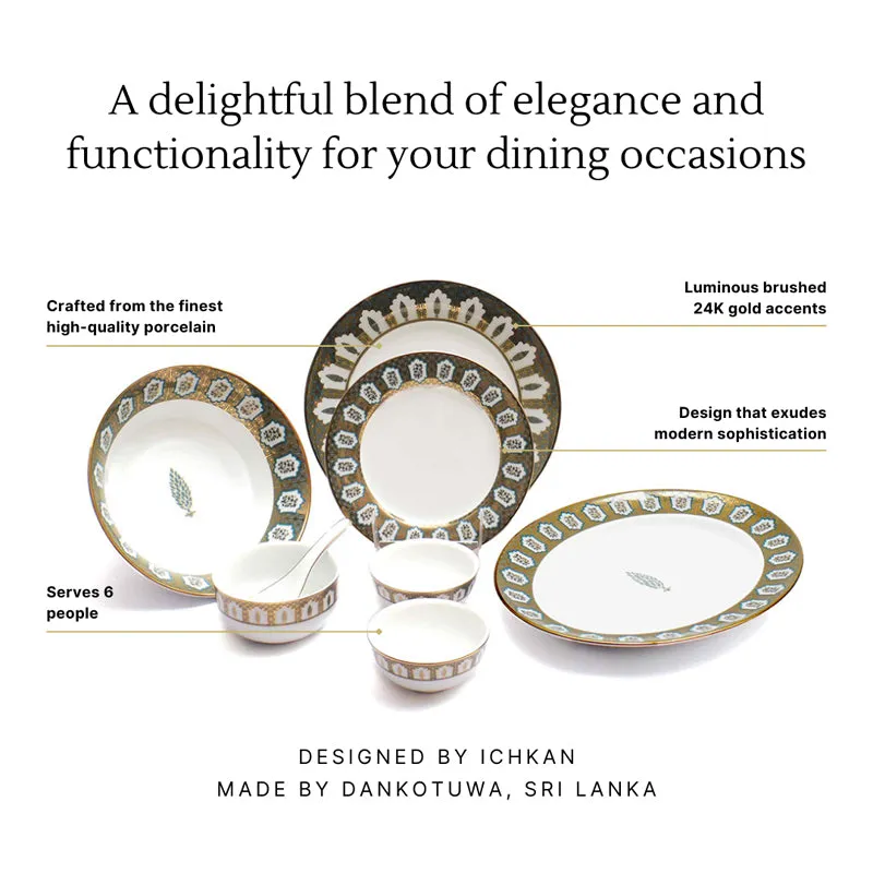Gilded Chinar 24k Gold Brushed Porcelain Dinner Set - 33 Piece Set media 11
