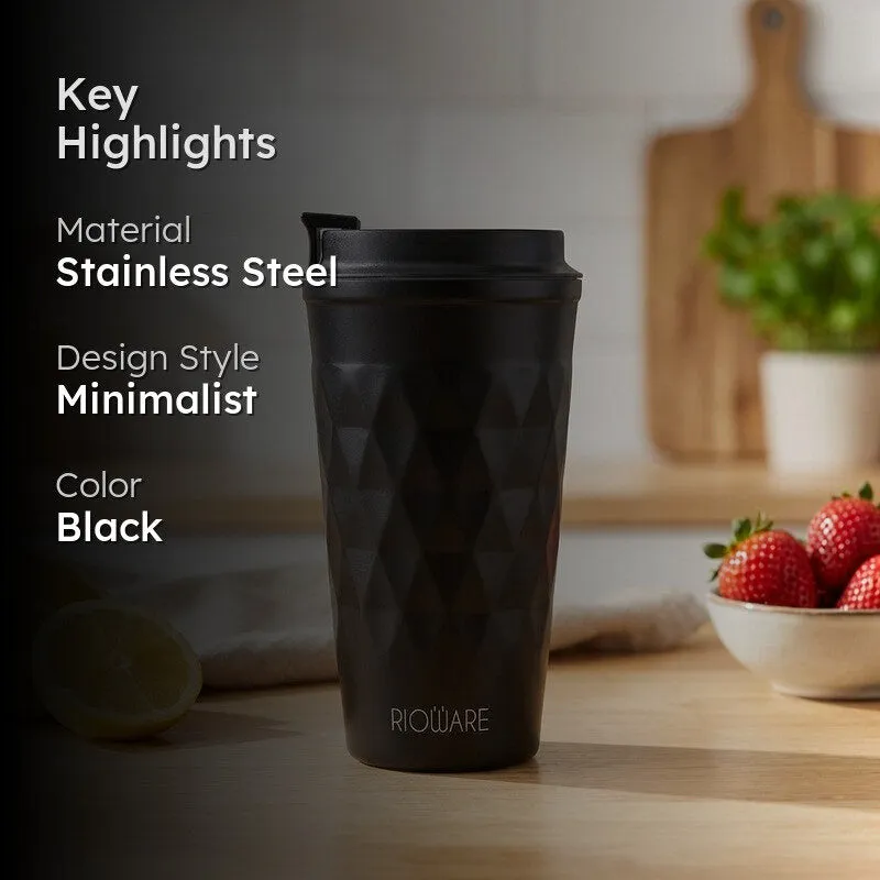 Rioware FacetSip Travel Stainless Steel Tumbler (350 ML) - Black media 2