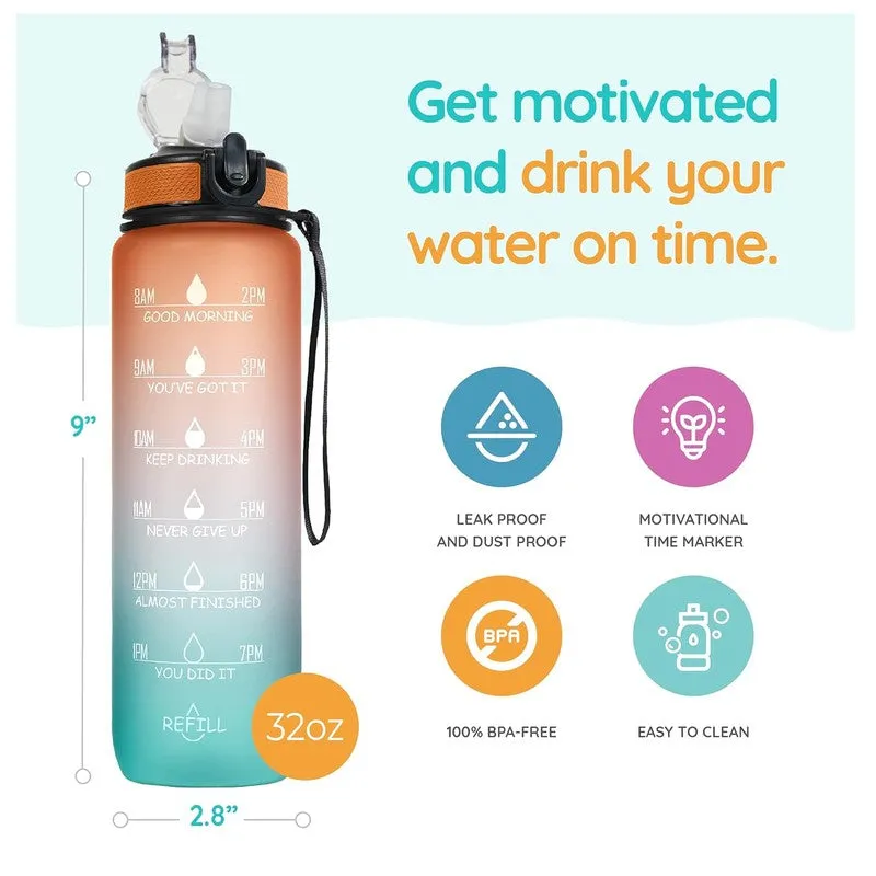Solara Sportiq Plastic Water Bottle (1000 mL) - Orange,Blue media 8