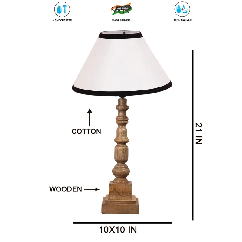 Cotin II Stripe Arbor Wooden Table Lamp - White,Brown media 7