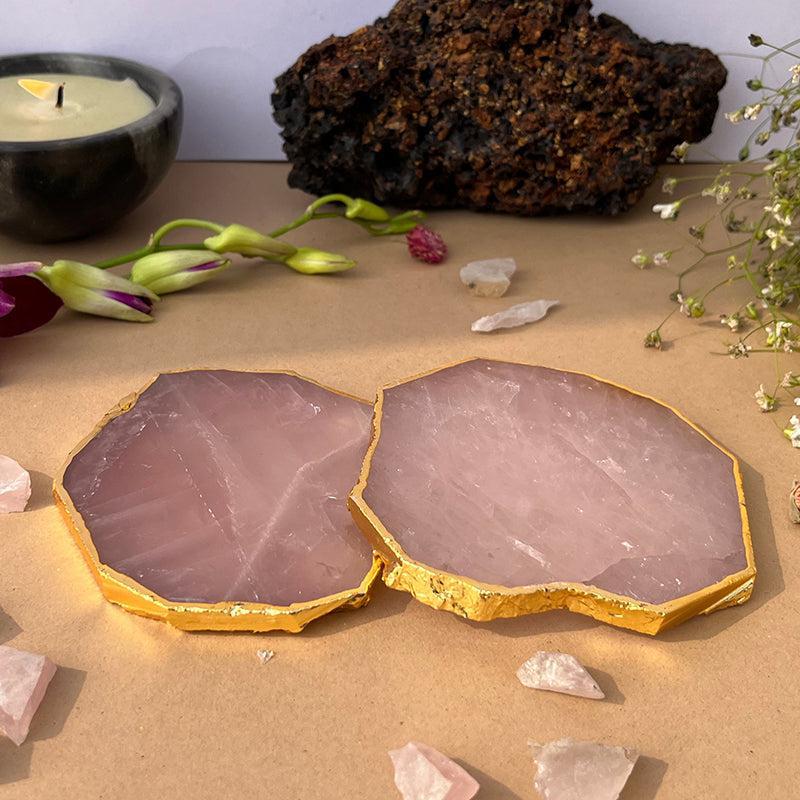 Blushstone Rose Quartz Coaster - Set Of Two