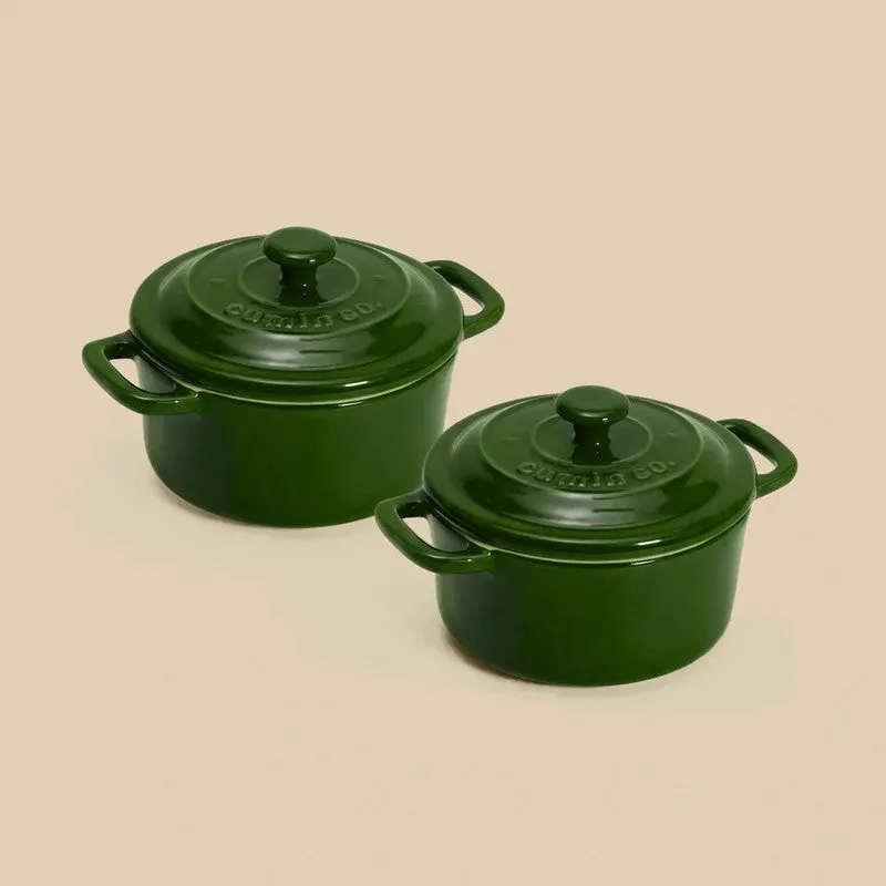Cumin Co Ceramic Mini Cocottes (Green/240 mL) - Set of Two media 3