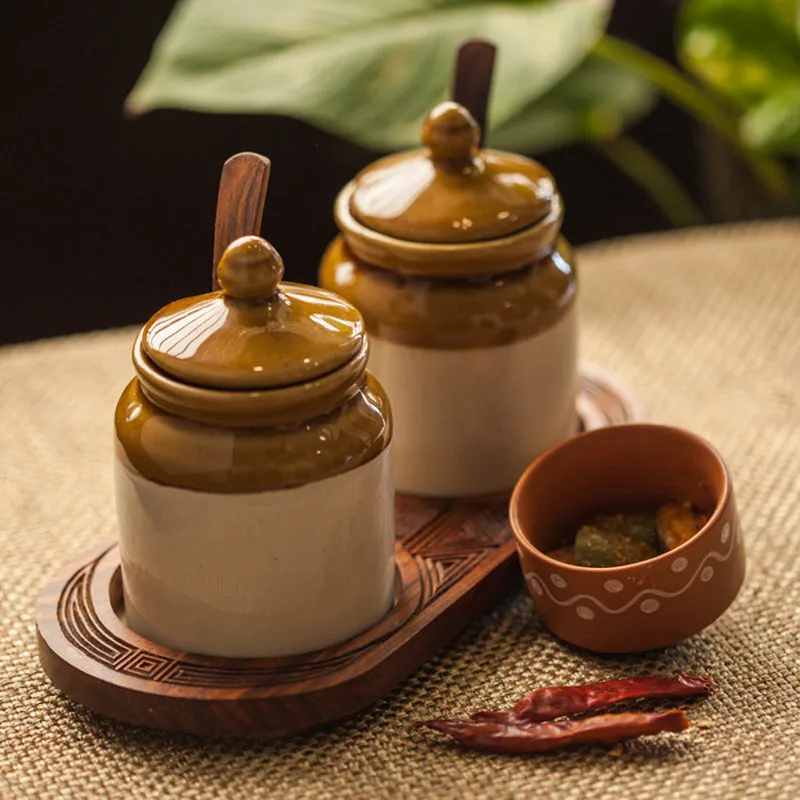 Bharani Handglazed Ceramic Jar Set (230 mL Each) - Five Piece Set media 1