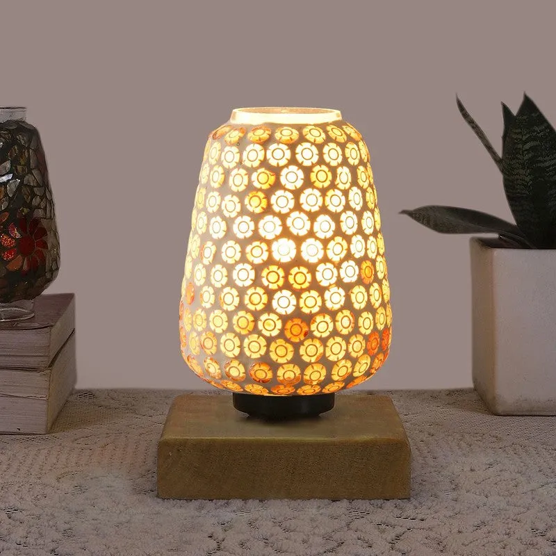 Grazia Glass Table Lamp With Wooden Base - Multicolor media 3