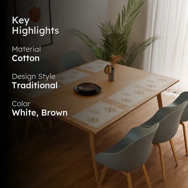 Earthy Elegance Cotton Table Mat (Brown) - Set Of Six media 2
