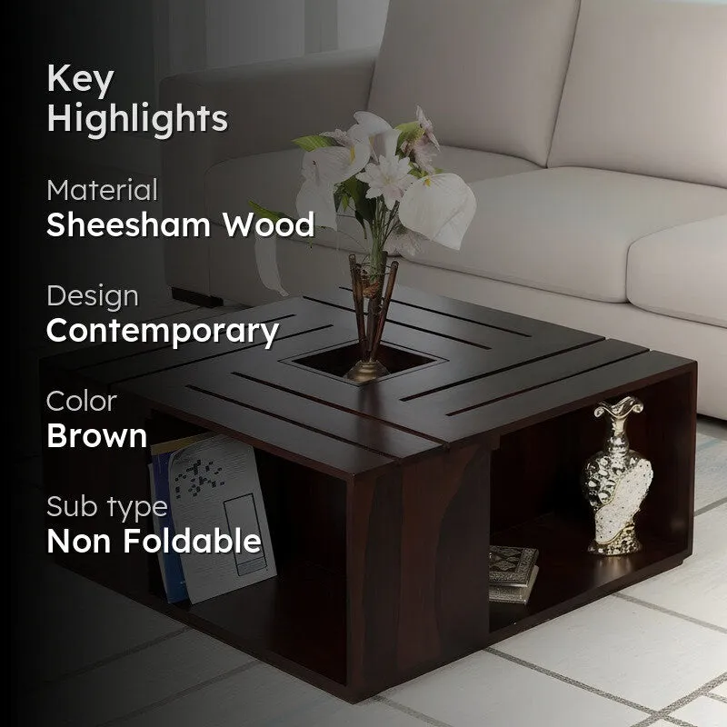 Zervon Sheesham Wooden Center Table - Brown media 2