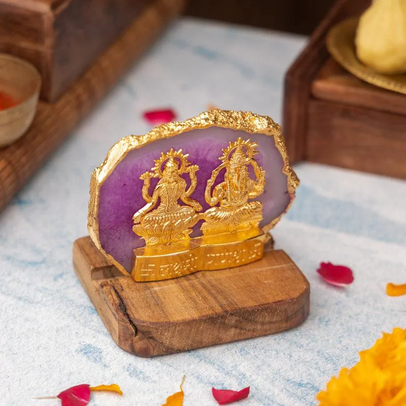 Divine Laxmi Ganesha Agate Festive Gift Box - Purple media 1