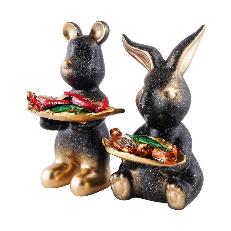 Hop & Squeak Painted Poly Resin Show Piece (Black) - Set Of Two media 4