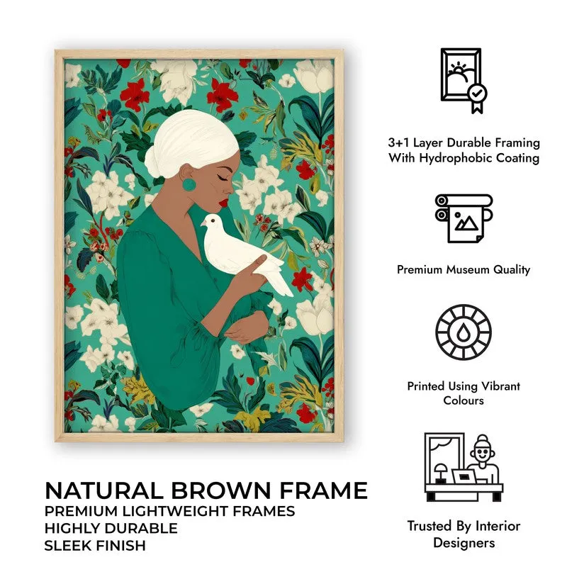 The Doves Whisper Canvas Wall Painting - Brown Frame media 10