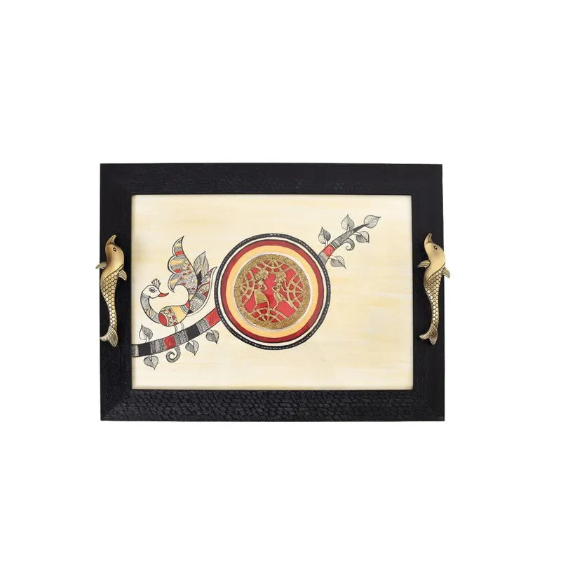 Saarang Wood & Metal Serving Tray media 3
