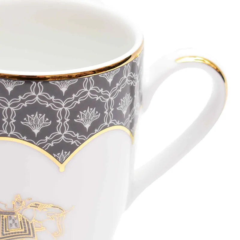 Gilded Legacy Coupe 24k Gold Brushed Porcelain Coffee Mug (280 mL Each/Grey) - Set Of Four media 7