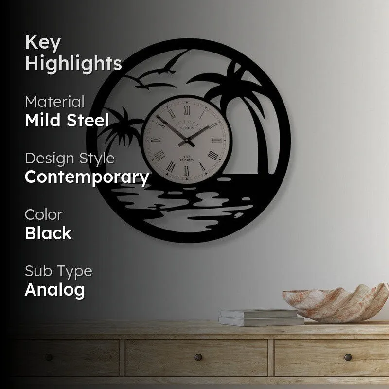 Nature Steel Analog Wall Clock - Black media 2
