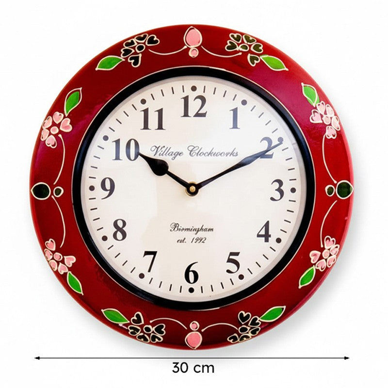 Floral Time Loop Hand Painted Wood Wall Clock media 6
