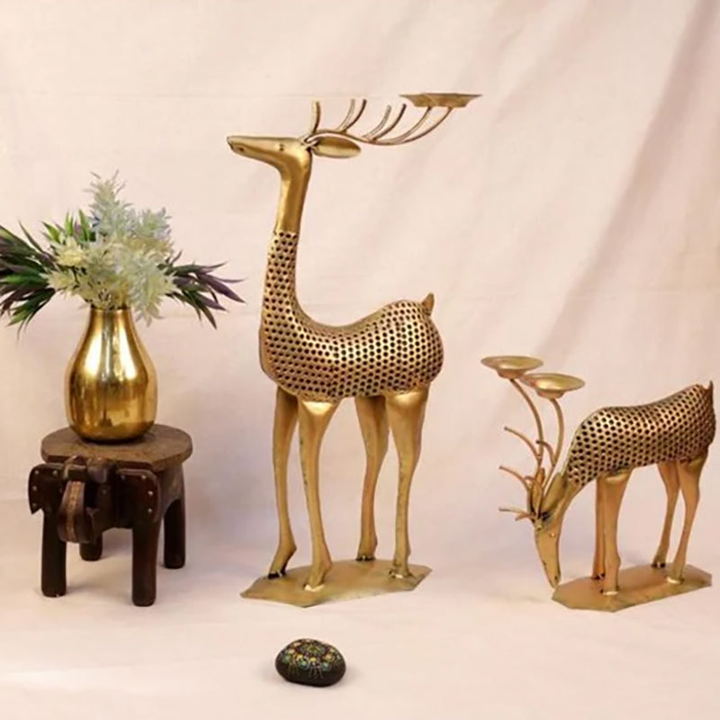 Grazing Stag Tea Light Holder - Set Of Two media 4