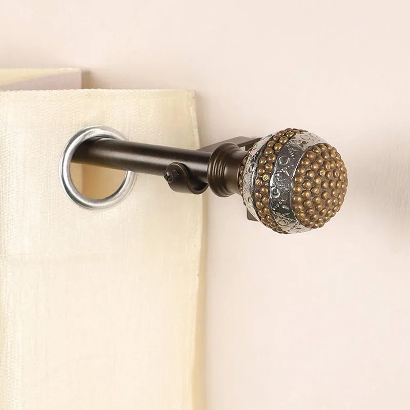 Celestia Extendable 1" Single Curtain Rod With Round Finial & Brackets media 1