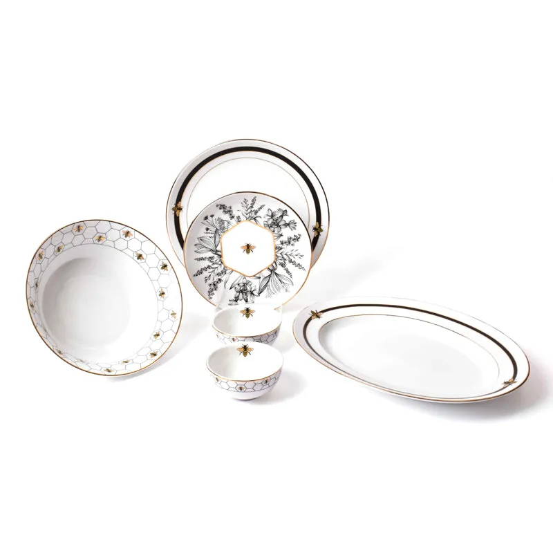 Gilded Bee 24k Gold Brushed Porcelain Dinner Set - 21 Piece Set media 5