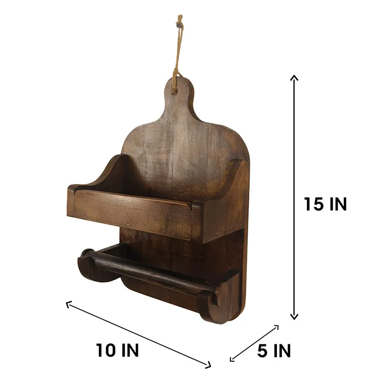 Retrovea Wooden Wall Shelf Organiser with Kitchen Roll Holder media 6