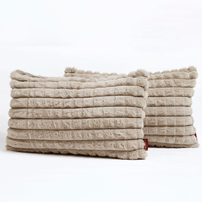 Frost Waffle Beige Cushion Cover (Rectangle)  Set of Two media 7
