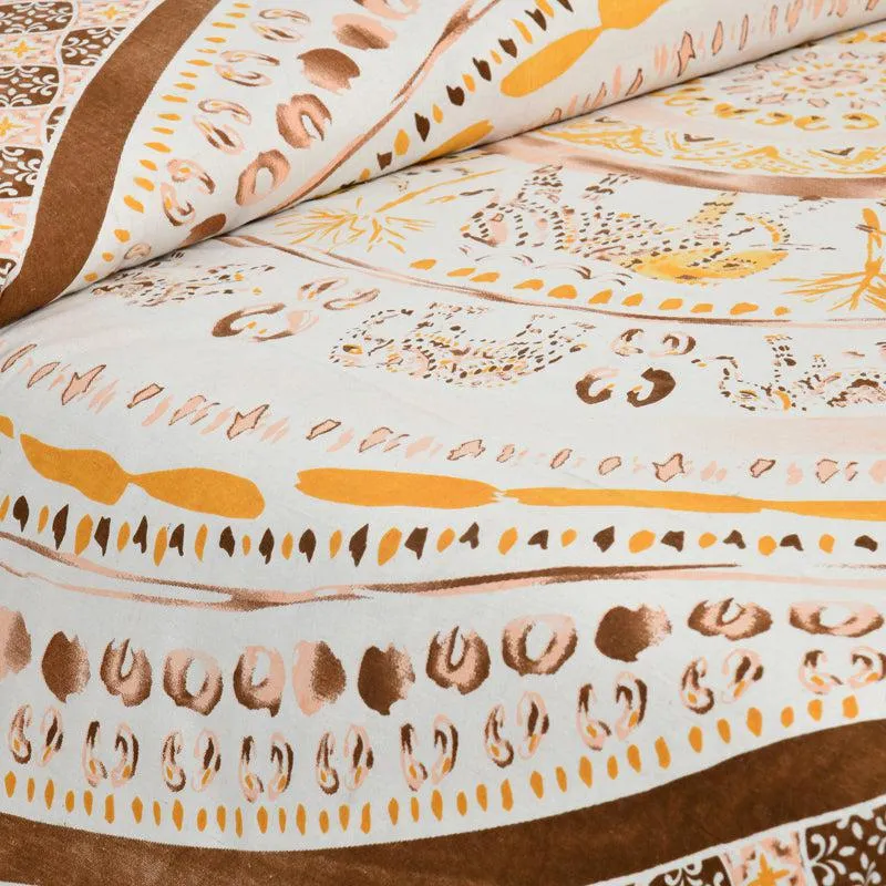 Mekhala Ethnic Cotton Flat Bedsheet (White & Brown) - 160 TC media 3