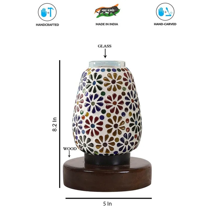 Flarewin Glass Table Lamp With Wooden Base - Multicolor media 8