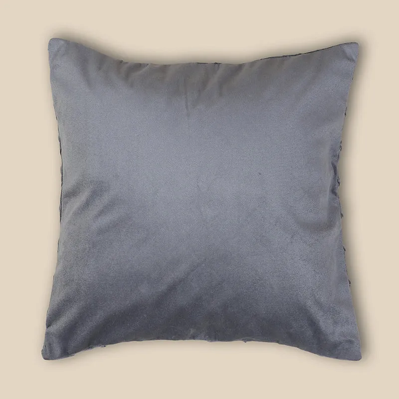 Swayam Lohita Pintex Velvet Cushion Cover (Grey) - Set of Two media 4