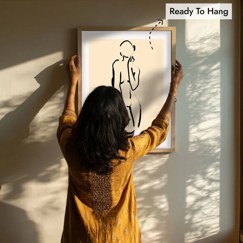 Unrushed Being Canvas Wall Painting With Brown Frame media 8