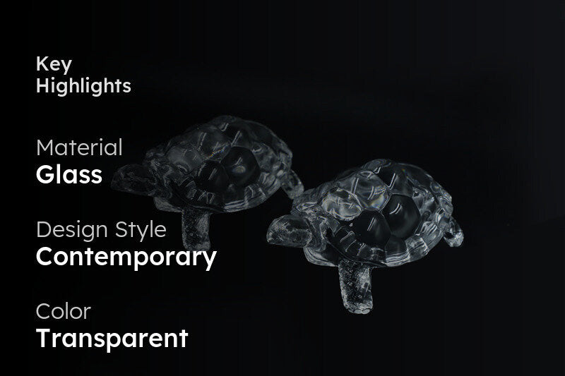 Vastu Crystal Glass Turtle Showpiece - Set Of Two media 2