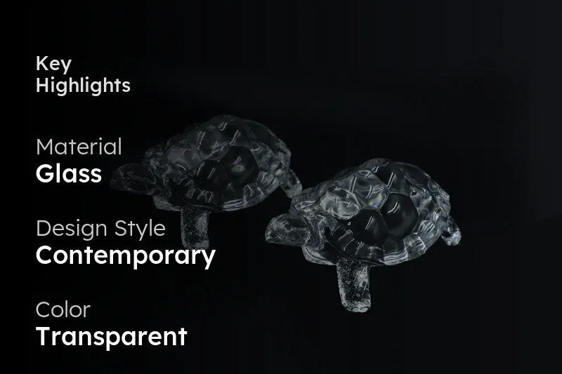 Vastu Crystal Glass Turtle Showpiece - Set Of Two media 2