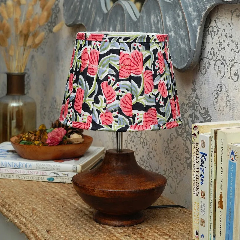Wildfern Wooden Base Cotton Table Lamp - Multicolor media 3