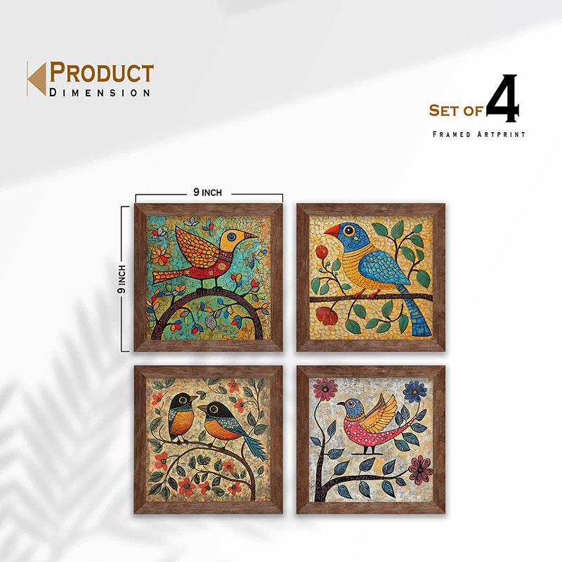 Colorful Pakshis II Wall Art with Frame - Set Of Four media 5