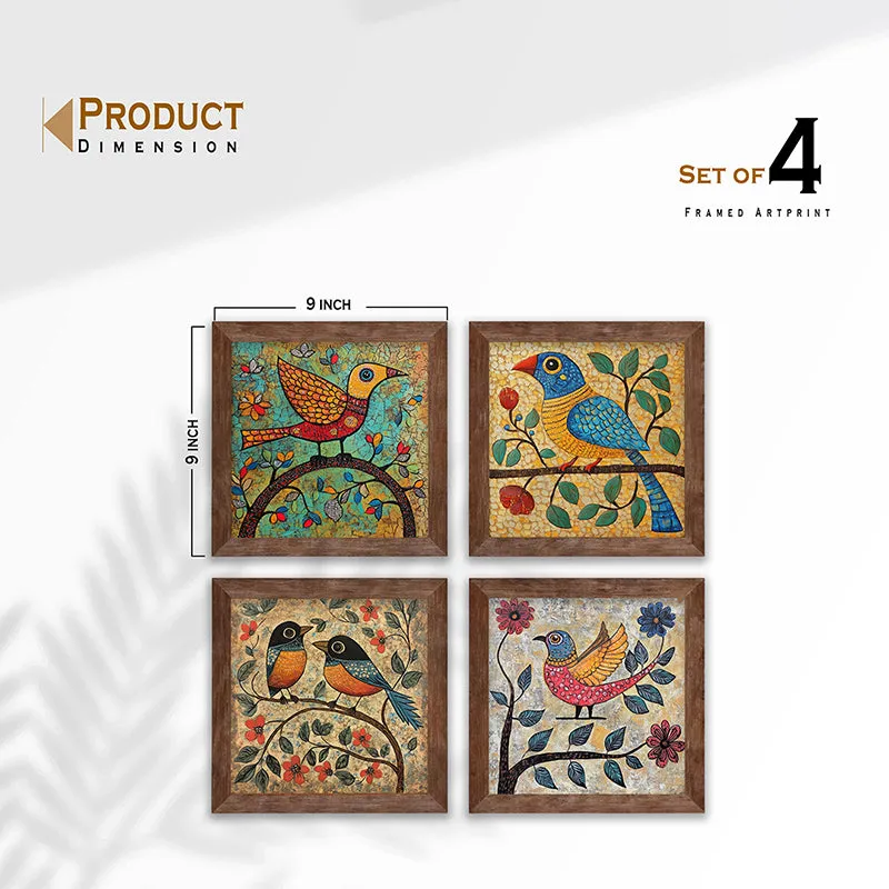 Colorful Pakshis II Wall Art with Frame - Set Of Four media 5