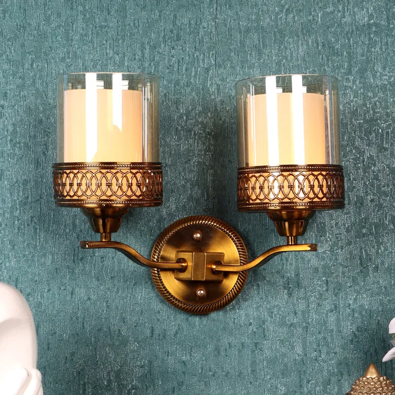 Auric Glass Shade Wall Lamp With Iron Base media 3