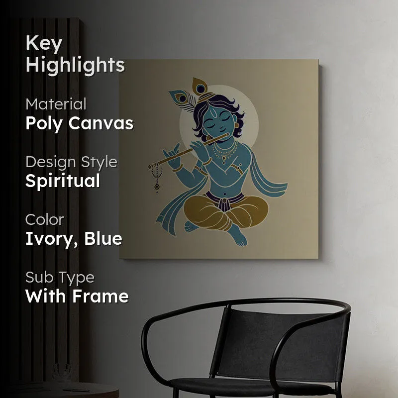 Baby Krishna Playing Flute Wall Painting media 2