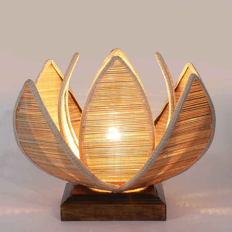 Ornexa Bamboo Rose Edge Table Lamp - Beige media 4
