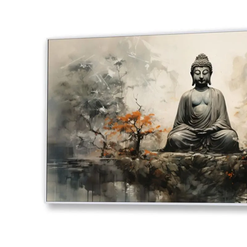 Zen Serenity Buddha Canvas Wall Painting With Frame media 5