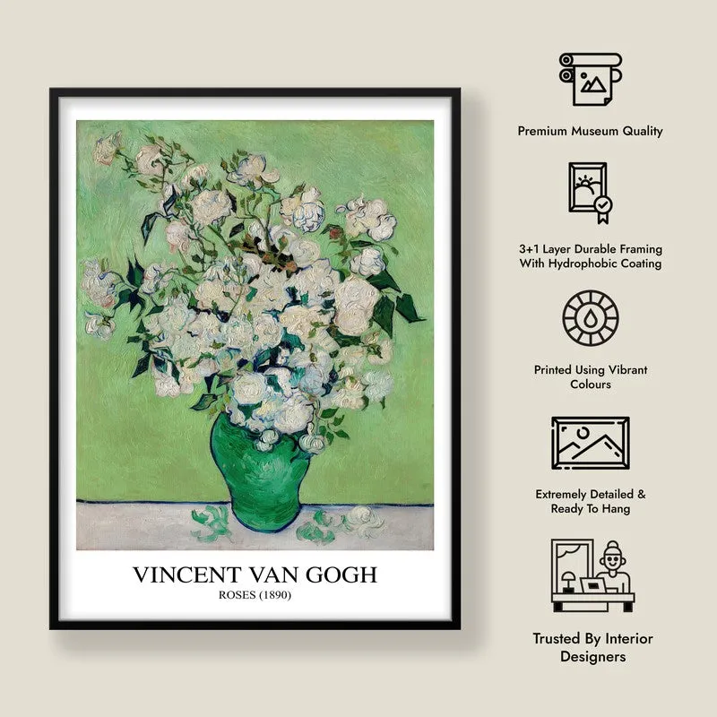 Roses Vincent Van Gogh Archival Canvas Wall Painting - Black Frame media 8