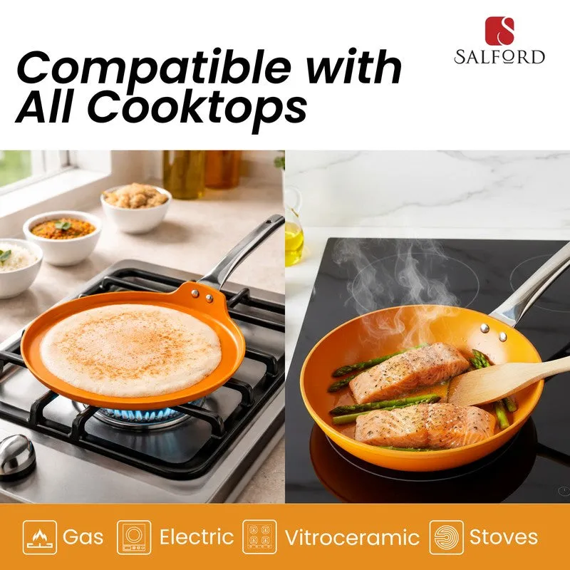 Salford Ceramic Forged Non Stick Frypan & Tawa (Mustard Yellow) - Set of Two media 5