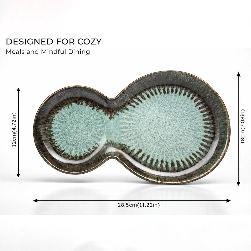 Dineva Ceramic Serving Platter (Green) -  Two Piece Set media 9